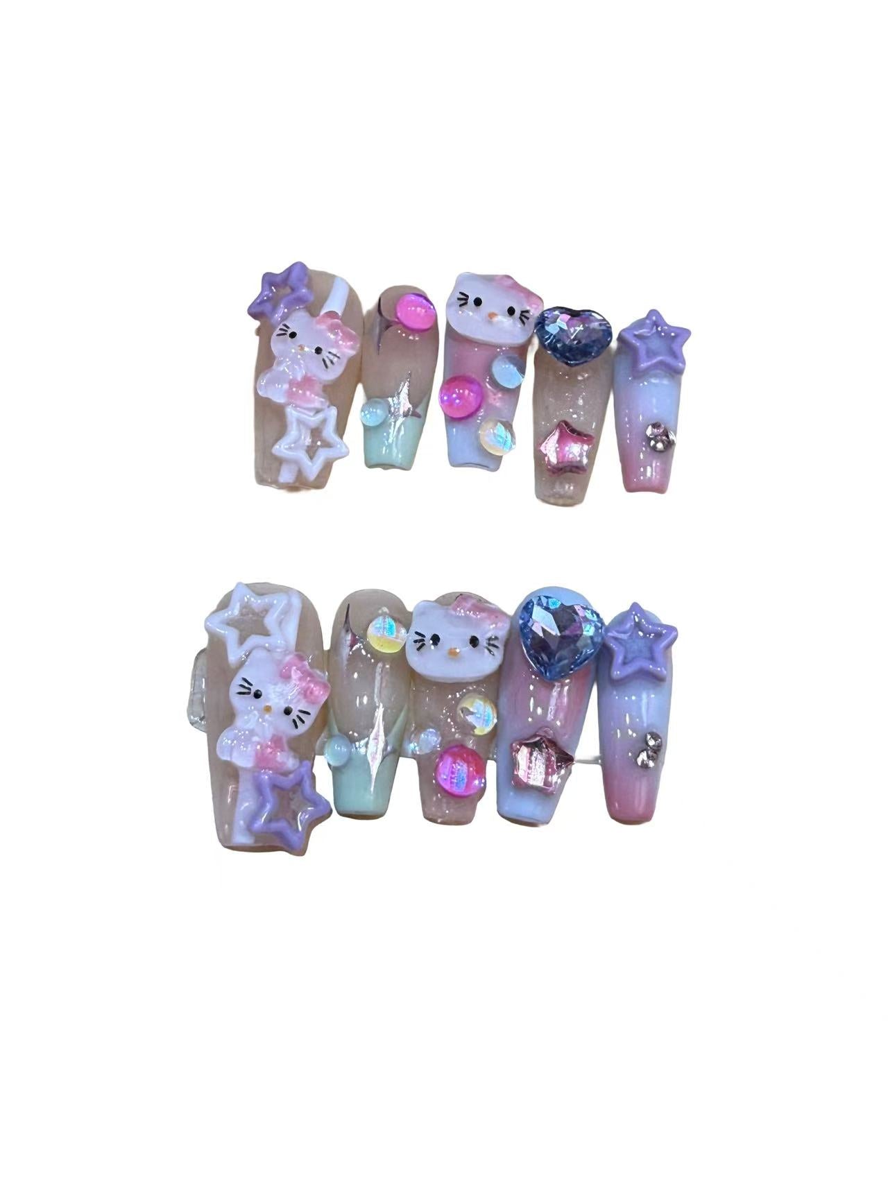 Glamor Hello Kitty Acrylic Coffin Press On Nail - MaYonail Store
