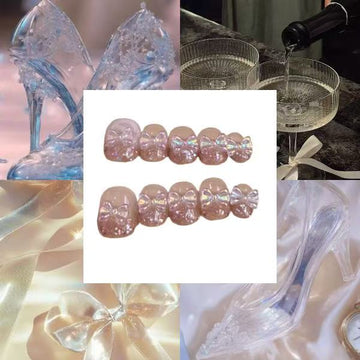 Glass Bow Heels Acrylic Round Press On Nail - MaYonail Store