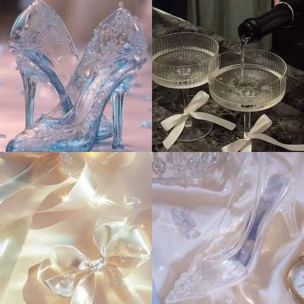 Glass Bow Heels Acrylic Round Press On Nail - MaYonail Store