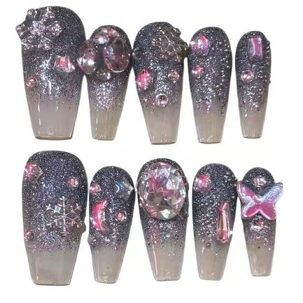 Glitter Glam Acrylic Coffin Press On Nail - MaYonail Store