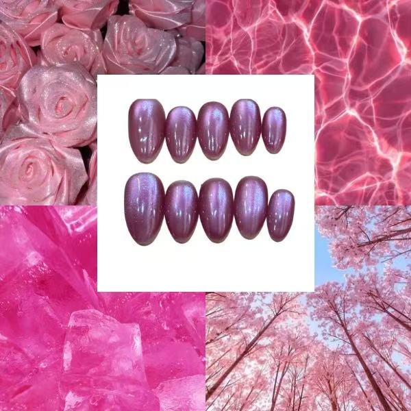 Glitter Pink Acrylic Almond Press On Nail - MaYonail Store