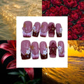 Golden Bloom Acylic Square Press On Nail - MaYonail Store