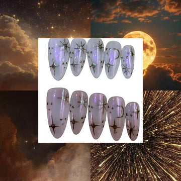 Golden Eclipse Acylic Almond Press On Nail