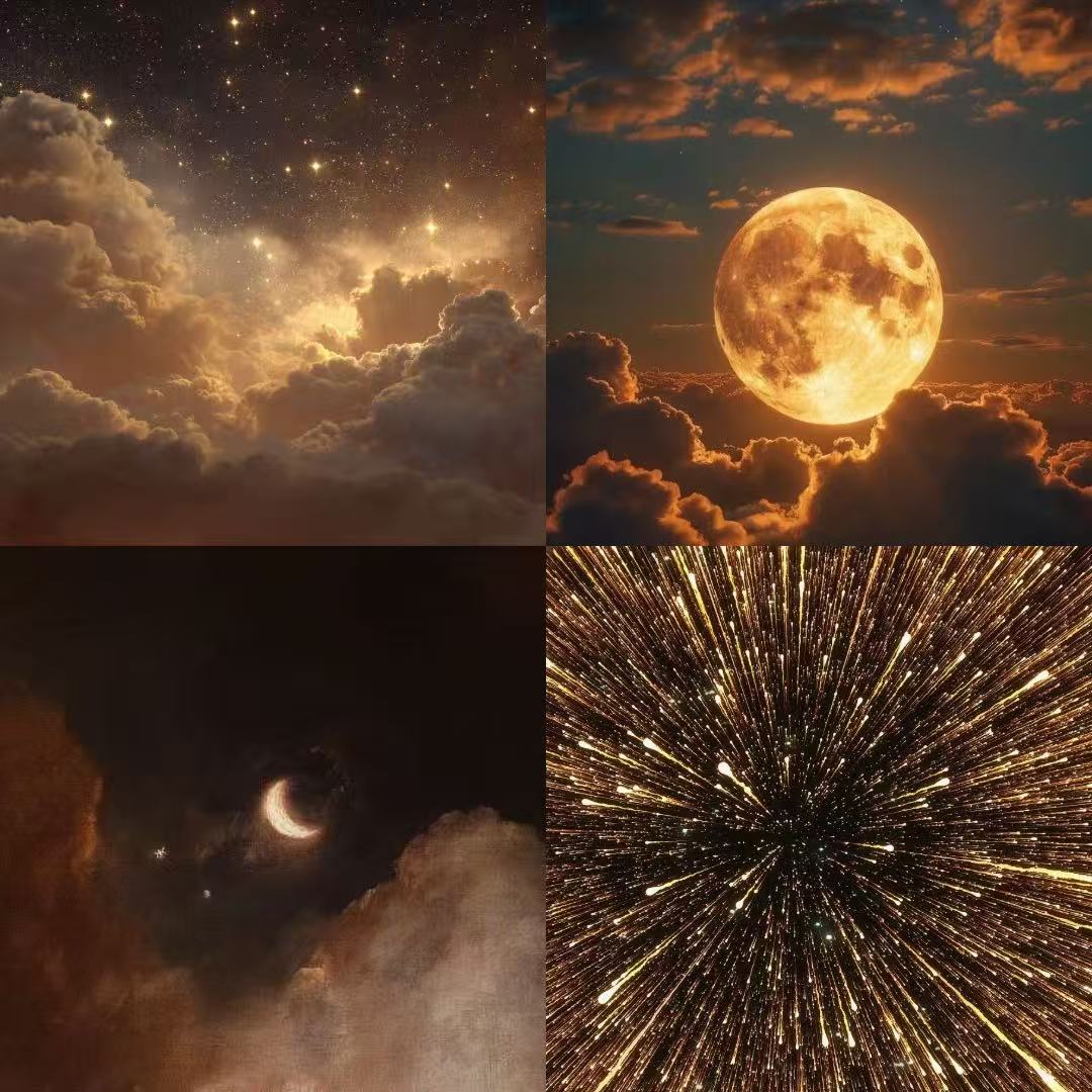 Golden Eclipse Acylic Almond Press On Nail