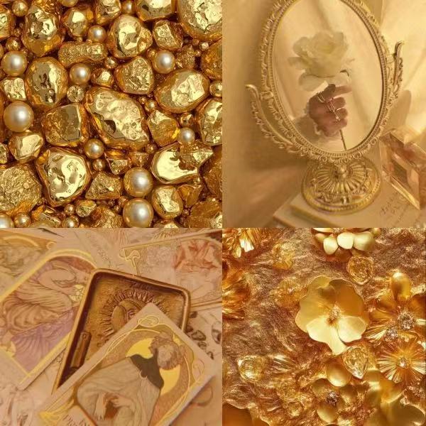 Golden Galore Acrylic Stilleto Press On Nail - MaYonail Store