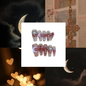 Golden Moon Acylic Square Press On Nail - MaYonail Store