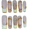 Golden Princess Acrylic Square Press On Nail - MaYonail Store