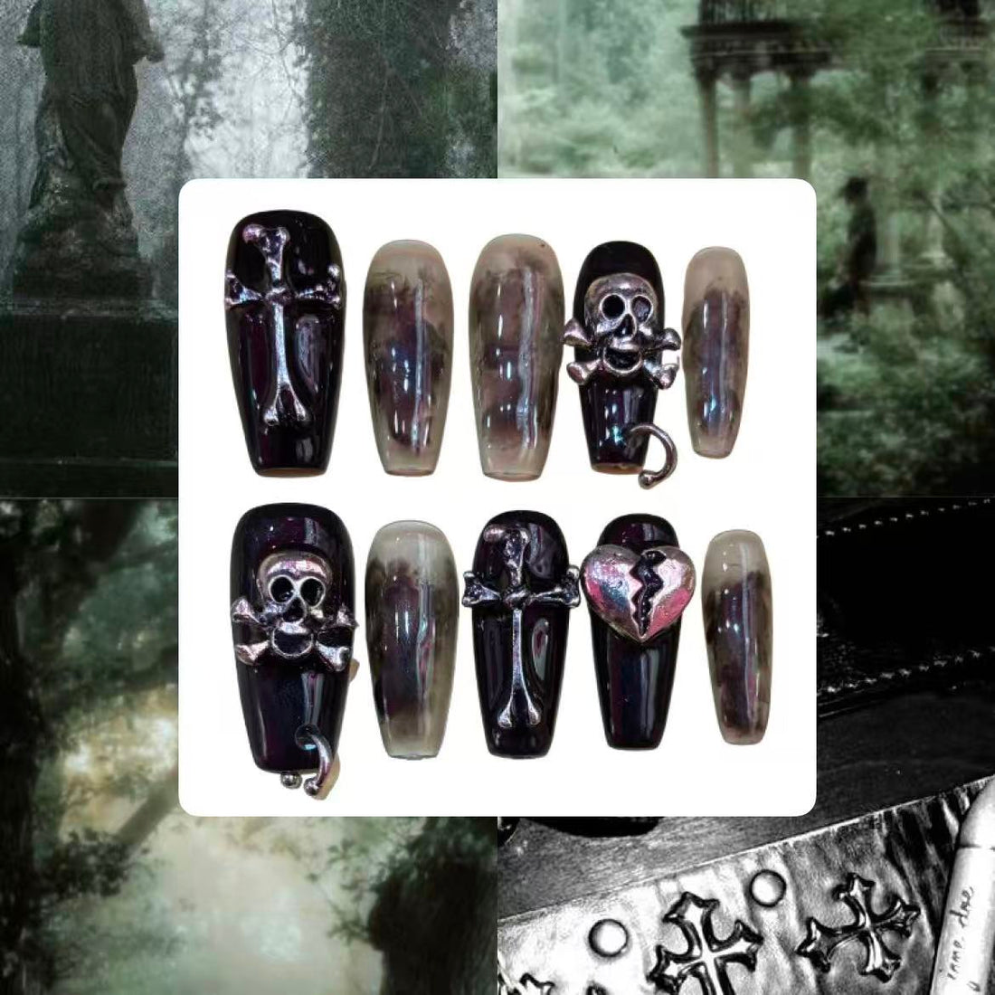 Cemetery Acrylic Coffin Press On Nails - MaYonail Store