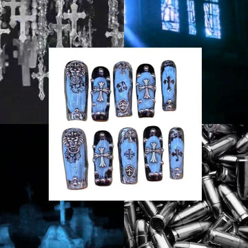 Gothic Azure Acrylic Square Press On Nail