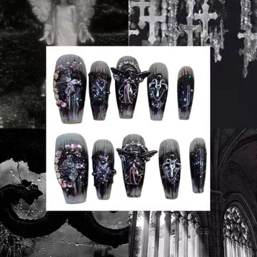 Gothic Cathedral Acrylic Coffin Press On Nail