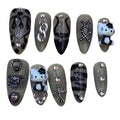 Grunge Kitty Acrylic Almond  Press On Nail - MaYonail Store