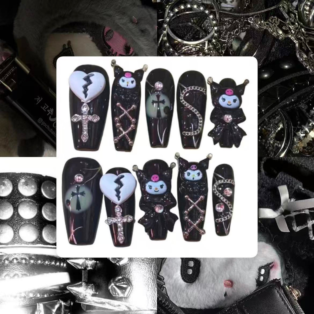 Grunge Kuromi Acrylic Coffin Press On Nail - MaYonail Store