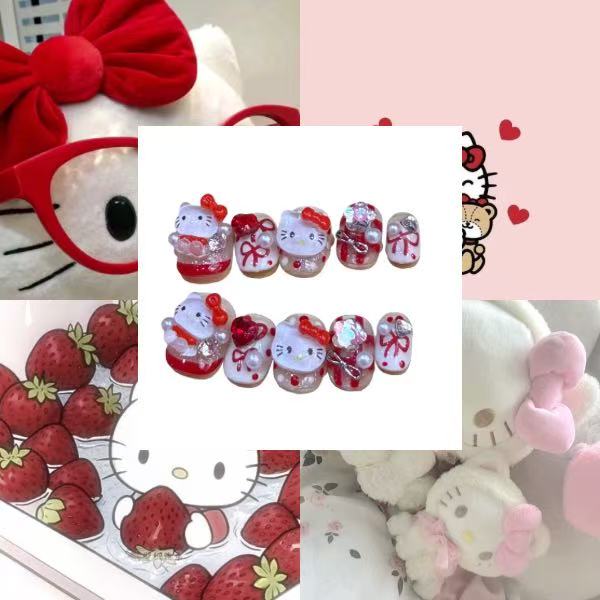 Hellokitty Love Acrylic Round Press On Nails - MaYonail Store