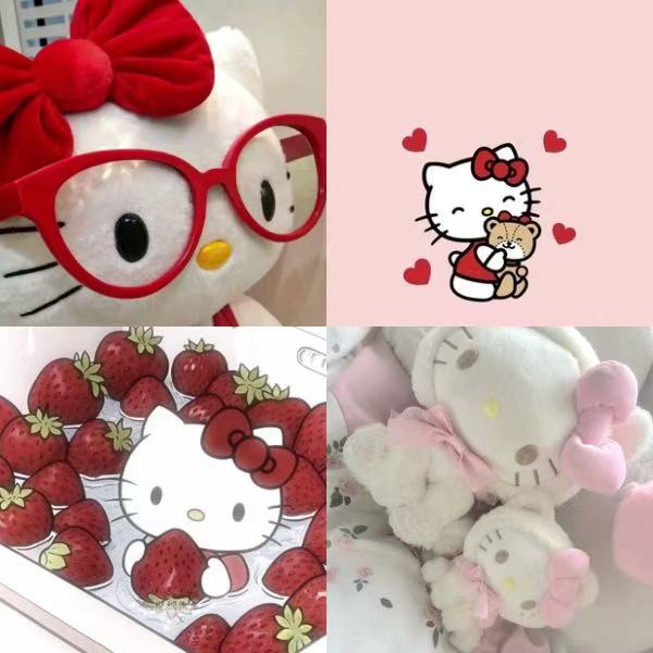 Hellokitty Love Acrylic Round Press On Nails