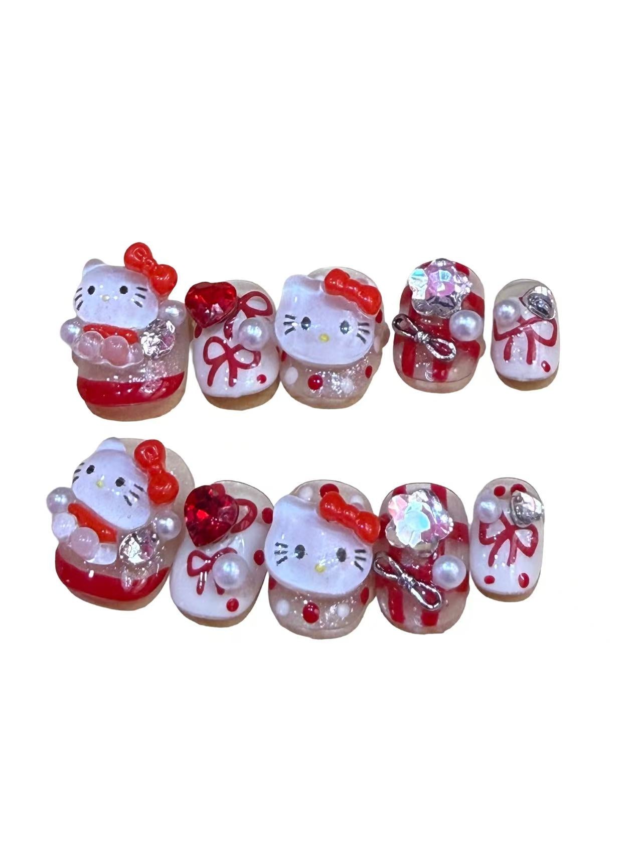 Hellokitty Love Acrylic Round Press On Nails - MaYonail Store