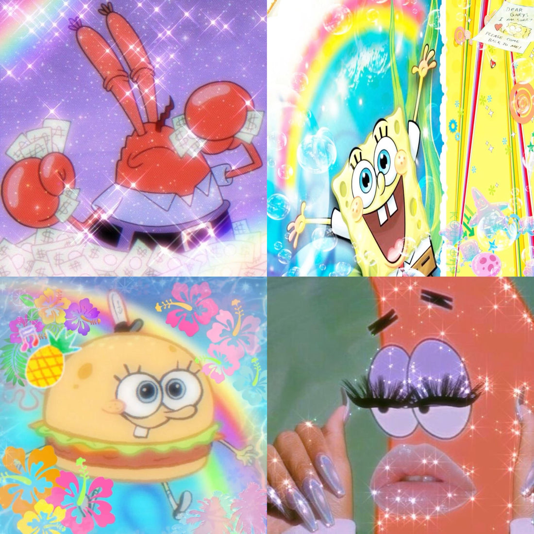 Silly Spongebob Acrylic Round Press On Nail - MaYonail Store