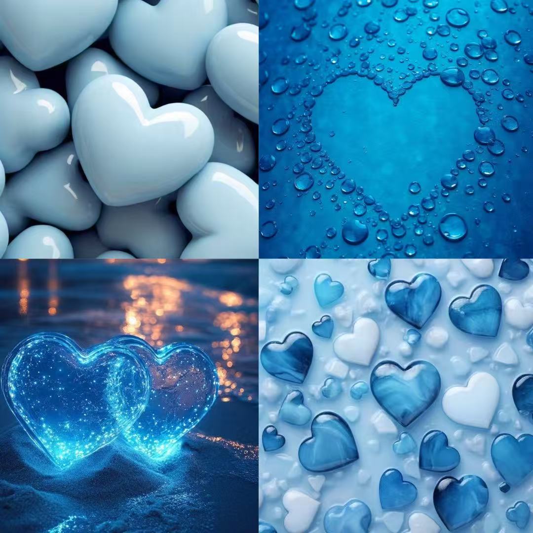 Ice Heart Acylic Almond Press On Nail - MaYonail Store