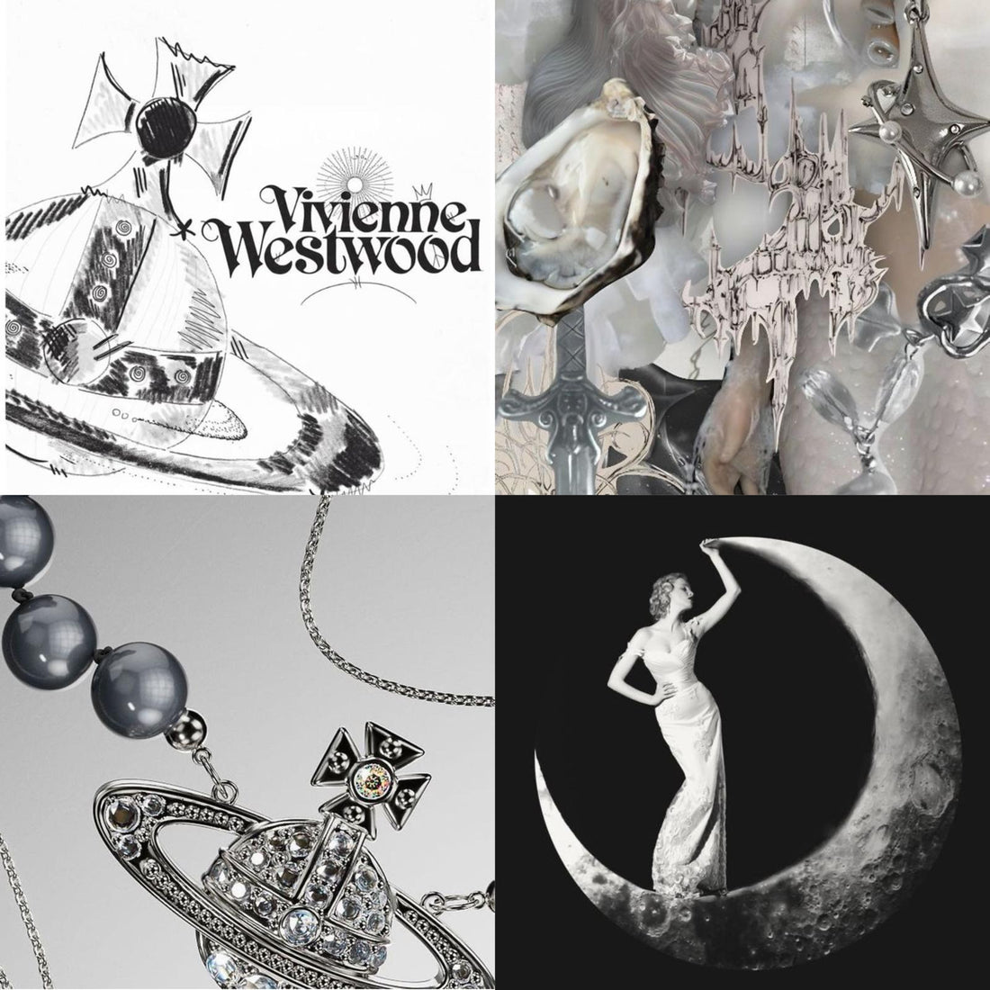 Silver Vivienne Westwood Acrylic Coffin Press On Nail - MaYonail Store