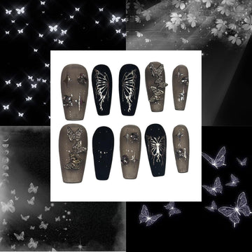 Elegant Butterfly Acrylic Coffin Press On Nail - MaYonail Store