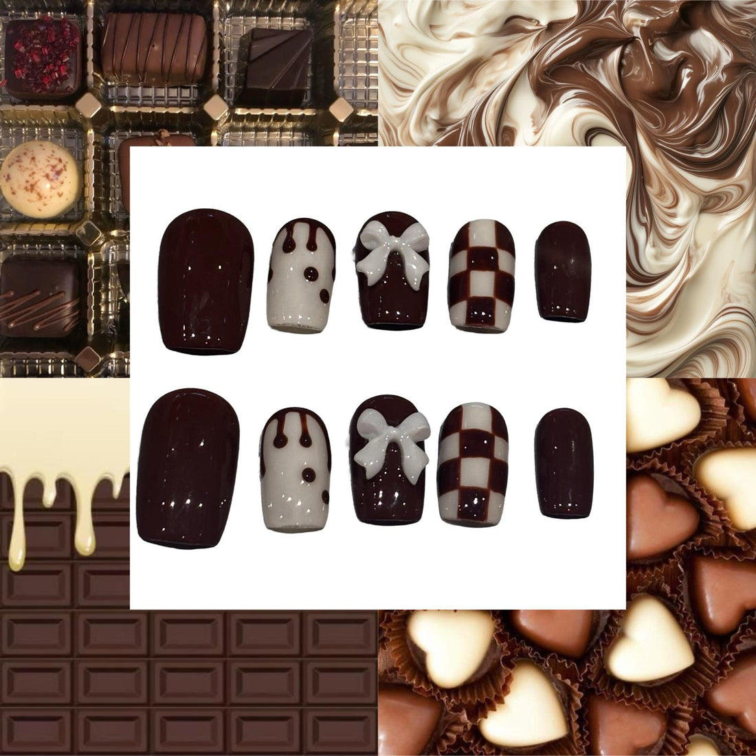 Chocolate Fudge Acrylic Square Press On Nail - MaYonail Store
