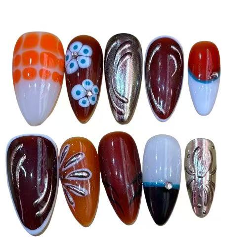 Koi Pond Acrylic Almond Press On Nail - MaYonail Store