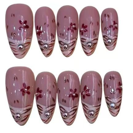 Floral Tiger Acrylic Almond Press On Nail - MaYonail Store