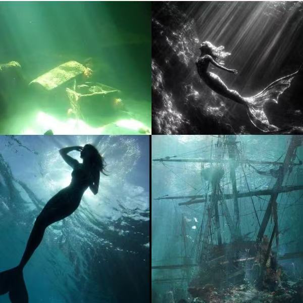 Mermaids Treasure Acrylic Square Press On Nail