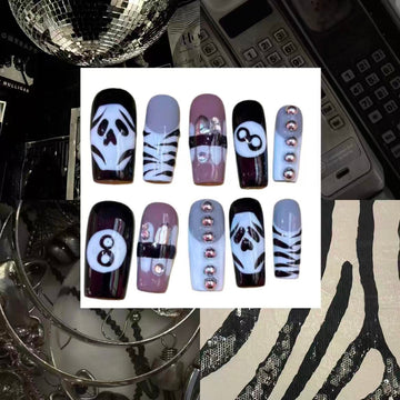 Midnight Hotline Acrylic Square Press On Nail Y239 - MaYonail Store
