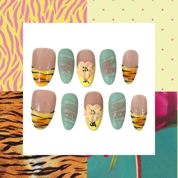 Tiger Lily Acrylic Almond Press On Nail