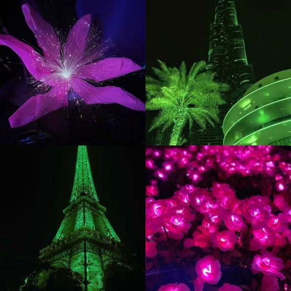 Neon Petals  Acrylic Almond Press On Nail