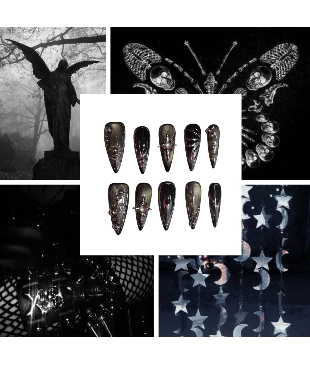 Obsidian moon Acrylic stilleto Press On Nail - MaYonail Store