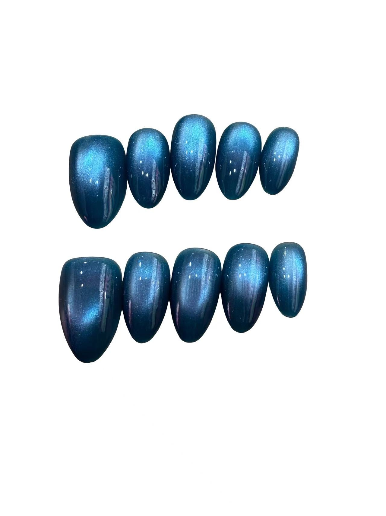 Ocean Blue  Acylic Almond Press On Nail - MaYonail Store