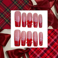 Red Plaid Square Press On Nail - MaYonail Store