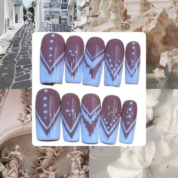 Patterned Frenchies Acrylic Square Press On Nail - MaYonail Store