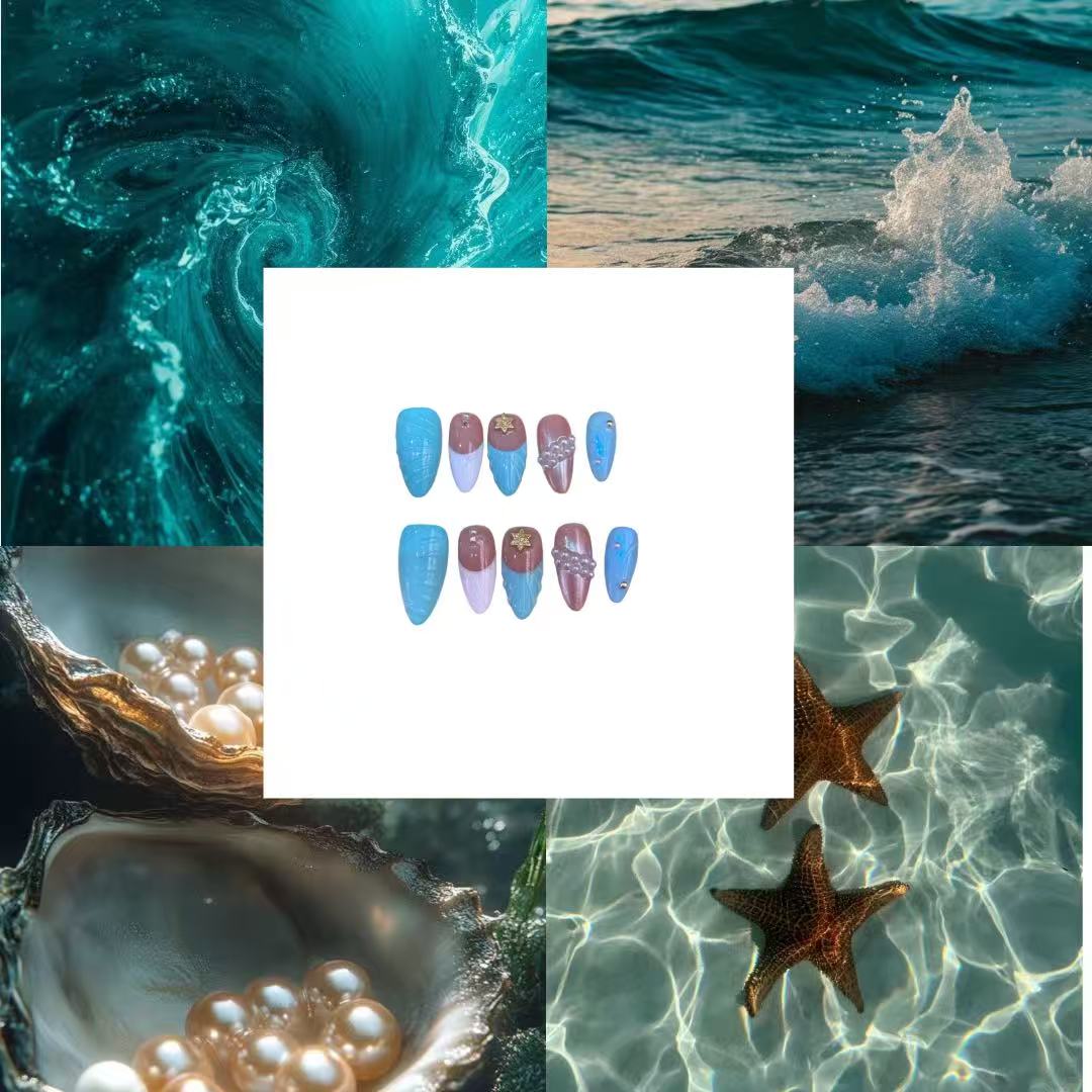 Pearl Tide Acrylic Almond Press On Nail - MaYonail Store