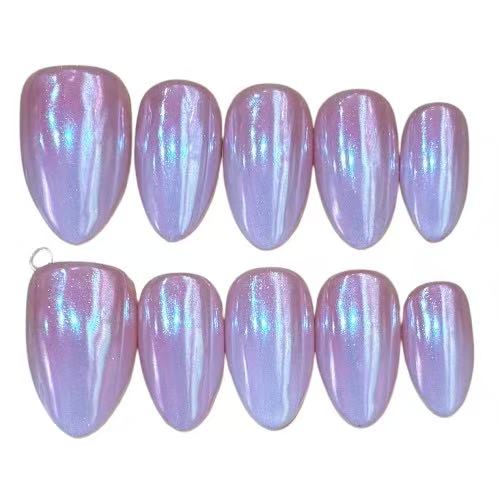 Pink Chrome Acrylic Almond Press On Nail - MaYonail Store