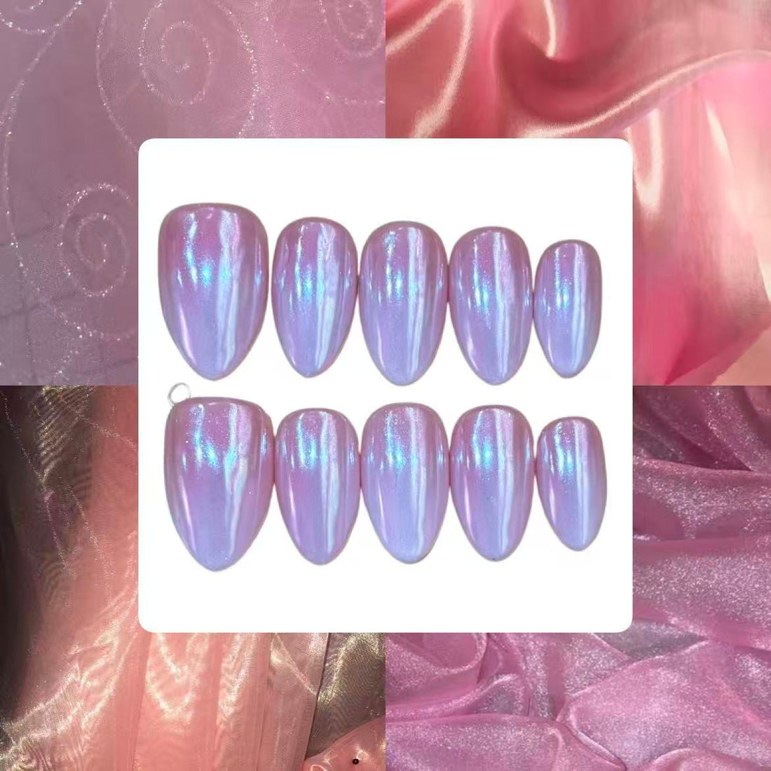 Pink Chrome Acrylic Almond Press On Nail - MaYonail Store