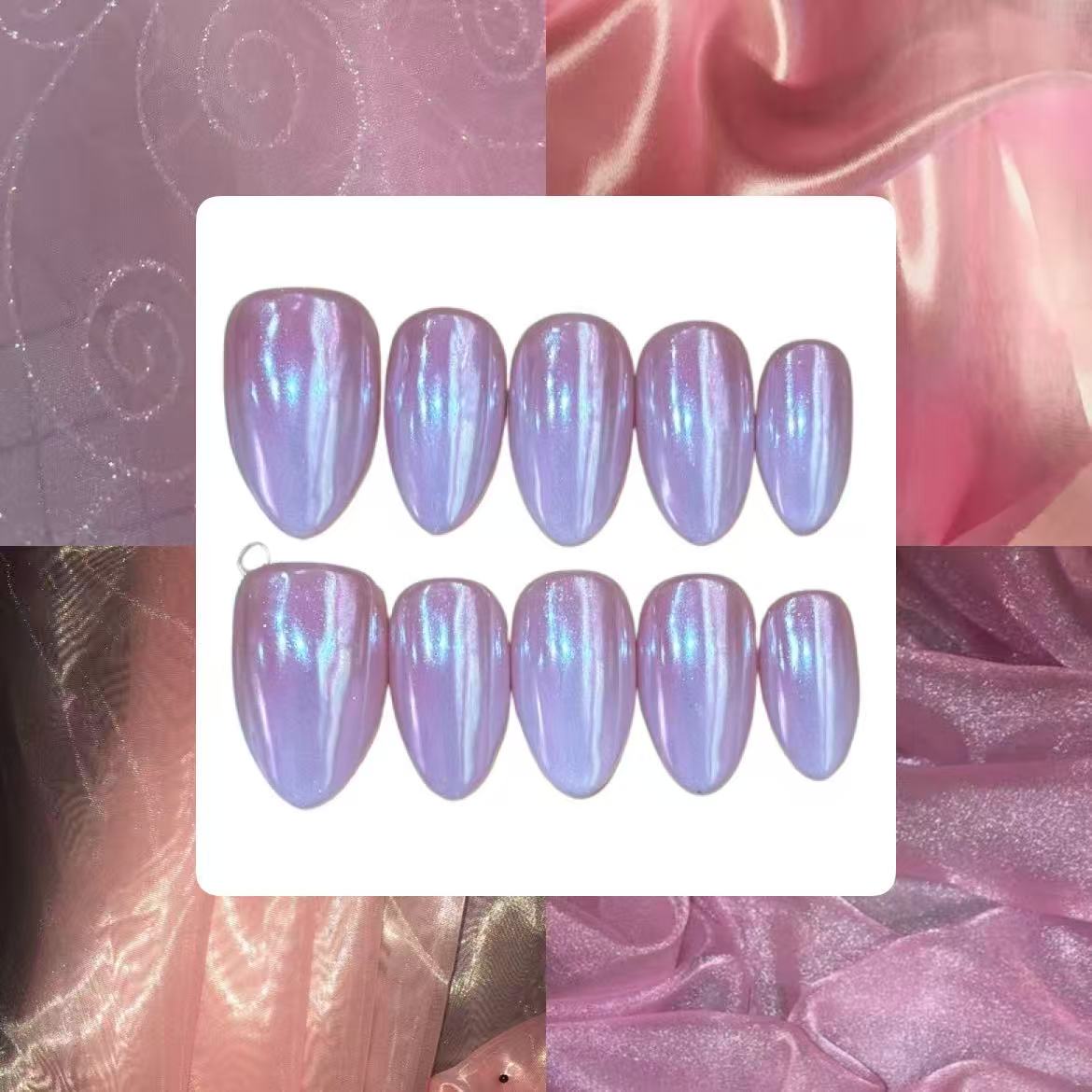 Pink Chrome Acrylic Almond Press On Nail - MaYonail Store