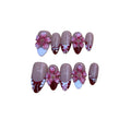 Pink Iris Acrylic Almond  Press On Nail - MaYonail Store