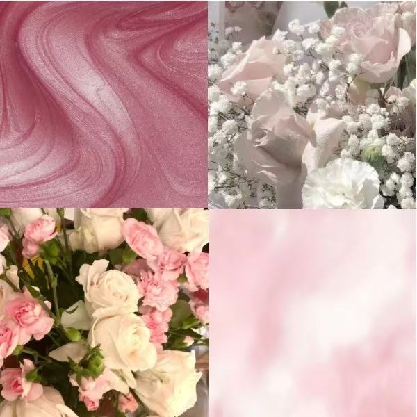 Pink Obre floral  Acrylic Round Press On Nail