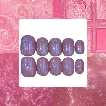 Pink Sparkle Acrylic Oval Press On Nail