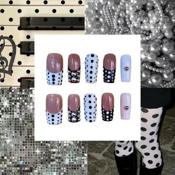 Polka Face Acrylic Square Press On Nail