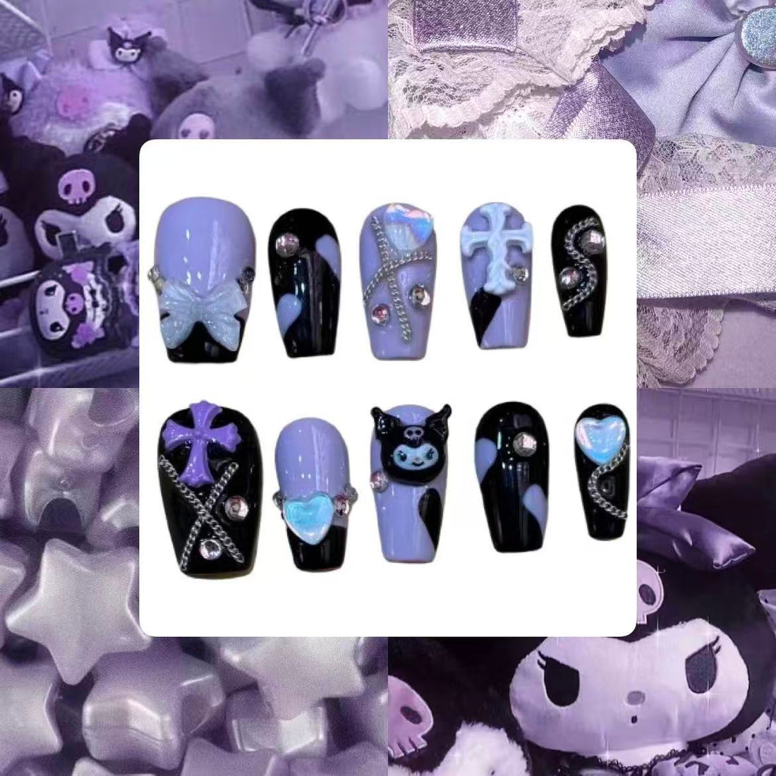Purple Kuromi Acrylic Coffin Press On Nail - MaYonail Store