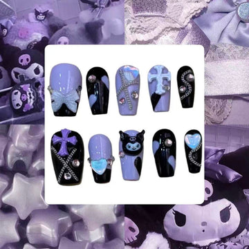 Purple Kuromi Acrylic Coffin Press On Nail - MaYonail Store