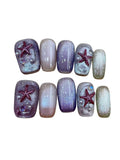 Purple Beach Acylic Square Press On Nail - MaYonail Store