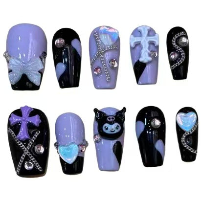 Purple Kuromi Acrylic Coffin Press On Nail - MaYonail Store