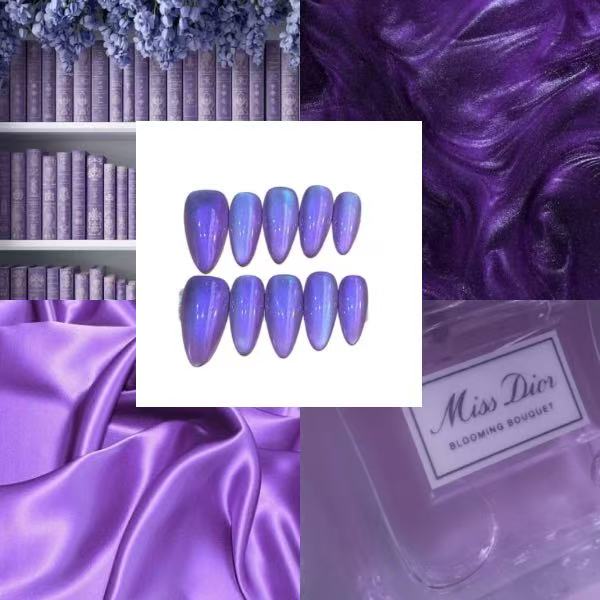Purple Glam Acrylic Almond press On Nail - MaYonail Store