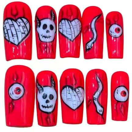 Quirky Monster Acrylic Coffin Press On Nail - MaYonail Store