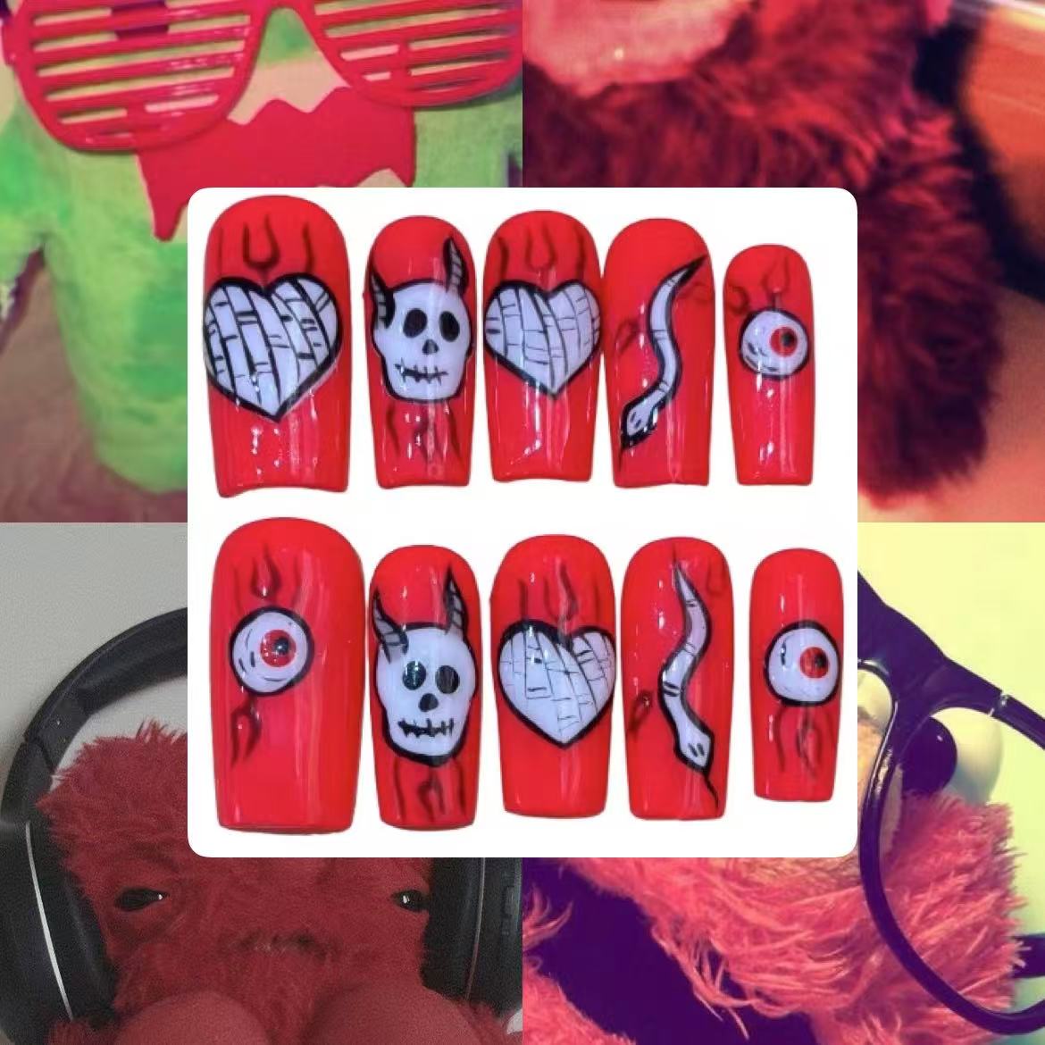 Quirky Monster Acrylic Coffin Press On Nail - MaYonail Store