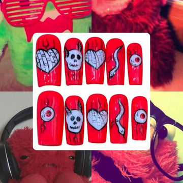 Quirky Monster Acrylic Coffin Press On Nail - MaYonail Store